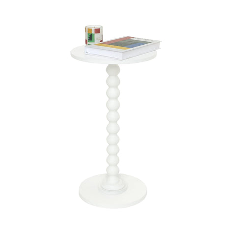 Fultyle Round Side Table, Small Drink Table for Small Spaces, Modern Accent End Table Coffee Table with Solid Wood Leg for Living Room, Bedroom, Corners, and Office (White) Fultyle