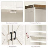 TEENFON Storage Cabinet with Doors & 2 Drawers, Kitchen Cabinet with Adjustable Shelf, Pantry Cabinets, Bathroom Cabinets, for Living Room, Entryway, Home Office, White TEENFON