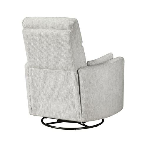 Lexicon Upholstered Swivel Recliner Chair - 360 Swivel Accent Chair Nursery Glider, Manual Recliner with Pull Handle, Microfiber, 2 Pillows, Easy Pull-Handle for Living Room/Bedroom/Apartment, Beige
