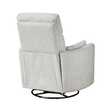 Lexicon Upholstered Swivel Recliner Chair - 360 Swivel Accent Chair Nursery Glider, Manual Recliner with Pull Handle, Microfiber, 2 Pillows, Easy Pull-Handle for Living Room/Bedroom/Apartment, Beige