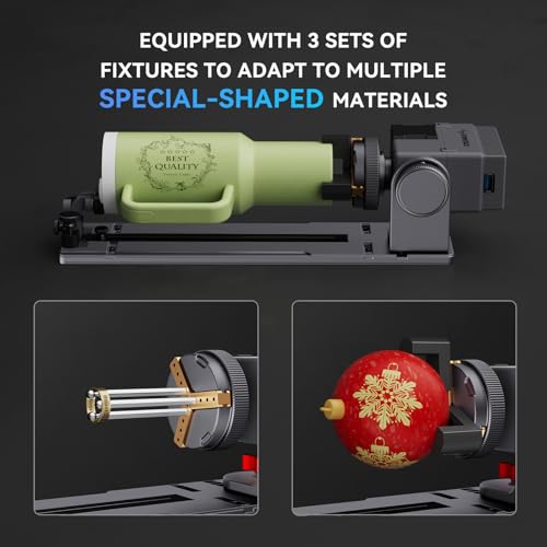 ATOMSTACK Maker R8 Laser Rotary Roller, Multi-Function Chuck for Ring, Sphere, Mug, 180° Angle Adjustable, 6000mm/min High Speed, Plug & Play, for ATOMSTACK, XTOOL, Creality, LightBurn ATOMSTACK