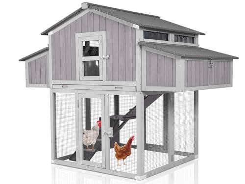 MEDEHOO Large Chicken Coop Folding Design Easy to Set Up Portable Chicken House for Outdoor with Two Nesting Box, Leakproof Pull-on Tray, and UV-Resistant Roof Panel - WoodArtSupply