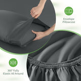 SONORO KATE 100% Viscose Derived from Bamboo_, Extra Deep Pocket up to 18"-24",Ultra Soft & Cooling Sheets for Hot Sleepers, Hotel Luxury Silky Bed Sheets (Dark Grey,King) SONORO KATE