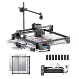 Longer RAY5 20W Laser Cutter and Laser Engraver for Tumblers, with Rotary Roller Bundle, 17.3"x 17.3" Honeycomb Working Bed, Camera Kit, and Air Pump Laser Engraver for Wood and Metal, Acrylic Longer