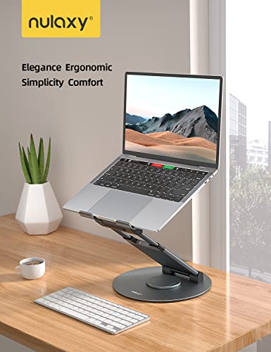 Nulaxy Telescopic 360 Rotating Laptop Stand for Desk Adjustable Height Swivel Pull Out Design Ergonomic Laptop Riser Standing Desk Converter Fits All 10-17" Laptops Computer MacBook, Gray Nulaxy