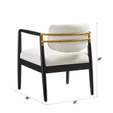 Ball & Cast Modern Accent Chair Upholstered Club Chair Comfy Side Armchair with Wooden Frame, Ivory Ball & Cast