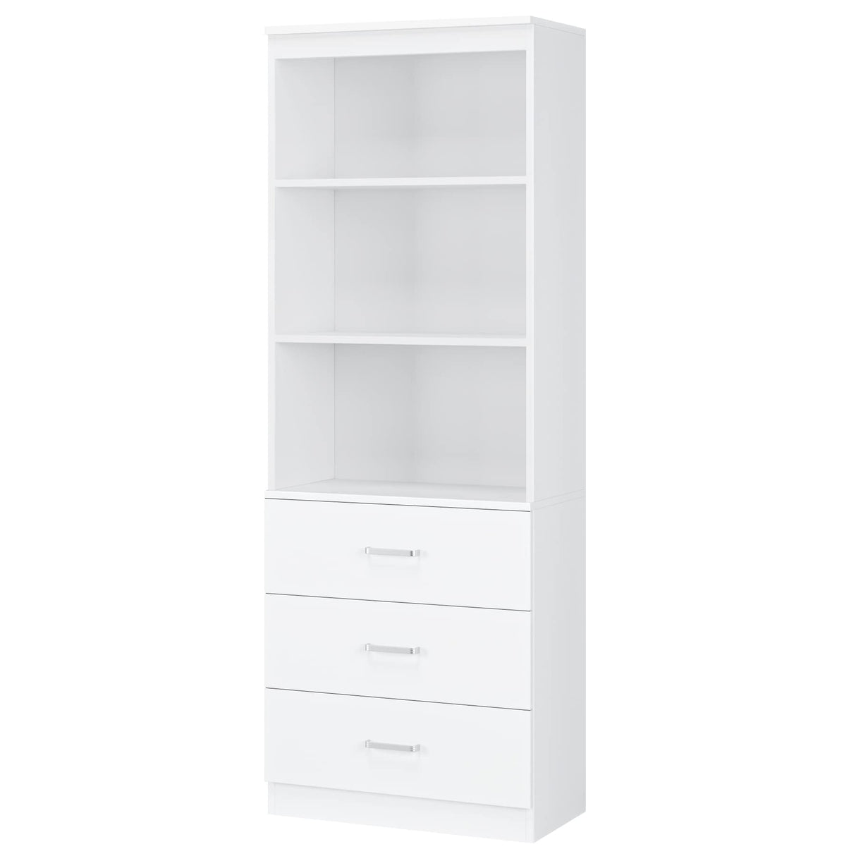 FOTOSOK 71-Inch Tall White Storage Cabinet with 3 Drawers and 3 Open Shelves FOTOSOK