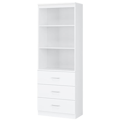 FOTOSOK 71-Inch Tall White Storage Cabinet with 3 Drawers and 3 Open Shelves - WoodArtSupply