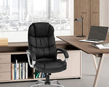 FDW Office Chair Computer High Back Adjustable Ergonomic Desk Chair Executive PU Leather Swivel Task Chair with Armrests Lumbar Support (Black) FDW