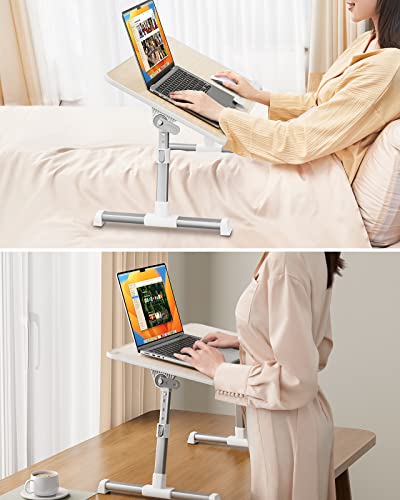 SAIJI Laptop Bed Tray Table, Adjustable Home Office Standing Desk Portable Lightweight Foldable Lap Desk for Sofa Couch Floor Working Studying Reading Writing Eating,Fit Up to 17" Laptop(Large,Teak) SAIJI