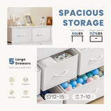 DUMOS Dresser for Bedroom, 5 Storage Drawers, Wide Fabric Closet Chests Organizer Tower Furniture with Wooden Top Metal Frame for Clothes, Guest Room, Living Room, Hallway, Entryway DUMOS