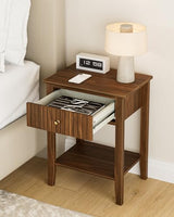 Apetaccat Fluted Nightstand, Farmhouse Night Stand with 1 Drawers, Mid Century Modern Side Accent Table,Bedside End Table for Bedroom, Living Room, Brown Apetaccat