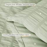 MUXHOMO 5 Pieces Twin Comforter Set, Seersucker Bed in a Bag Twin Size, All Season Luxury Bedding Set with Comforter, Flat Sheet, Fitted Sheet, Pillowcase & Sham, Light Green MUXHOMO