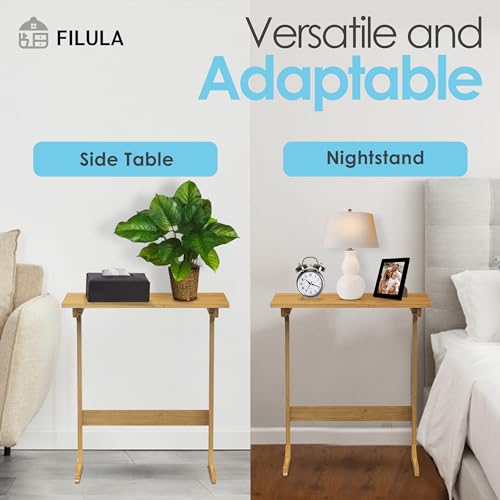 FILULA - Bamboo TV Tray Table - Convenient TV Tables for Eating and Working from Home - Stylish TV Dinner Table for Couch That Slide Under - TV Trays - C Table (C-Shape) - WoodArtSupply