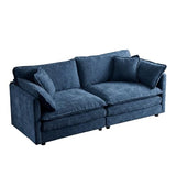 VICBARLEY Modular Sectional Sofa with 2 Seat 76.7" Convertible Chenille Couch Futon with 2 Armrest Pillows and 2 Throw Pillow for Living Room,Office and Apartment,Blue VICBARLEY