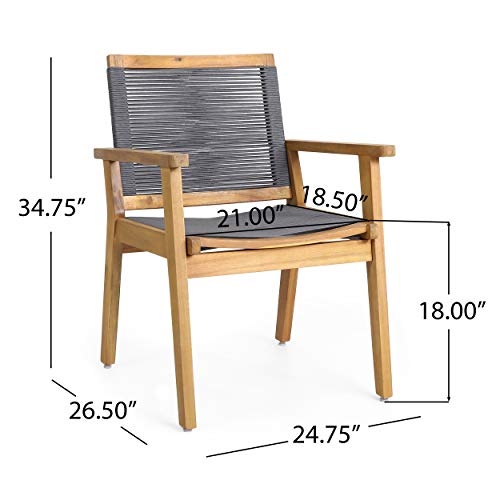 Christopher Knight Home Ashley Outdoor 7 Piece Acacia Wood Dining, Teak and Dark Gray - WoodArtSupply