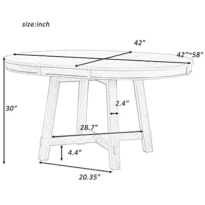 P PURLOVE Round Kitchen Table, Round Extendable Dining Table with 16" Leaf,Wood Dining Table Round,Natural Wood Wash Dinner Table - WoodArtSupply