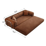 Ball & Cast 78.8" No-Assembly Compressed Sofa Bed, Convertible Floor Futon Couch with Pillow Backrest & Armrest, Boneless Modular Sleeper Sofa in Corduroy for Living Room Bedroom, Brown Ball & Cast