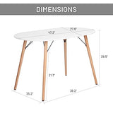 FurnitureR Dining Table Oval 47.2 Inch for 4-6 Person, Stylish Leisure Table Functional Table with Wooden Legs for Home Kitchen, Cafés, Small Places, White FurnitureR