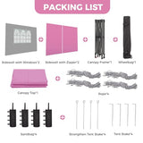 GDY 12x12FT Pop Up Canopy Tent with One Push Setup, Easy to Install with 4-Sidewalls for Events, Parties, Camping, Outdoor Gazebo with 4-Sandbags and Wheel Bag, Pink. GDY