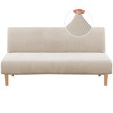 Armless Futon Cover Stretch Sofa Bed Slipcover Protector Elastic Feature Rich Textured High Spandex Small Checks Jacquard Fabric Futon Cover, Machine Washable, Island Fossi H.VERSAILTEX