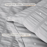 MUXHOMO 7 Pieces Queen Comforter Set, Seersucker Bed in a Bag Queen Size, All Season Luxury Bedding Set with Comforter, Flat Sheet, Fitted Sheet, Pillowcases & Shams, Light Grey MUXHOMO
