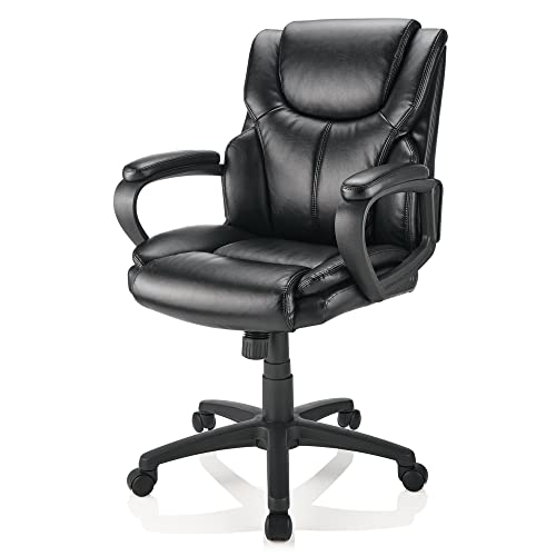 Brenton Studio® Mayhart Vinyl Mid-Back Chair, Black Brenton Studio