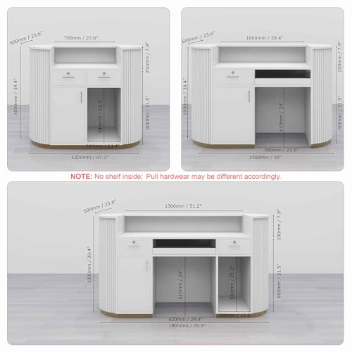 M2 Retail Modern Reception Desk with Counter, White Upgraded Front Counter Table for Beauty, Spa, Nail, Hair Salon, Lobby, 1500 * 600 * 1000mm(59 * 24 * 39'') M2 Retail
