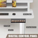 Flycity Electric L Shaped Standing Desk with Drawers, 63" x 55" Corner Standing Desk Adjustable Height, Stand Up Home Office Desk, Dual Motor Sit Stand Desk with 3 Memory Preset & Lock, White Flycity