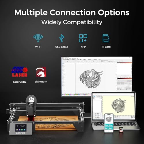 LONGER Laser Engraver Ray5 10000MW Higher Precision DIY Laser Engraving Machine with 3.5" Touch Screen, 400x400mm, 0.06mm Laser Spot 10000mm/min, Offline Usage CNC Laser Cutter for Wood Metal Longer