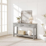 IDEALHOUSE entryway Table, Entry Table with Drawers 3-Drawer Storage & Open Shelf, 2-Tier Sofa Table Behind Couch Narrow Long, Farmhouse entryway Console for Hallway Foyer Living Room, Grey IDEALHOUSE