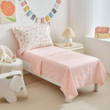 DuShow Floral 4 Piece Girls Toddler Bed Comforter Set Pink Flower Reversible Toddler Bedding Set Soft Baby Crib Bed Sheets Set in a Bag | Include Quilt Comforter,Flat Sheet,Fitted Sheet,Pillowcase DuShow