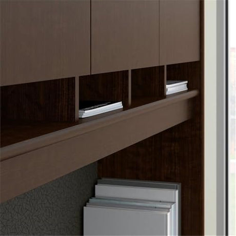 Bush Business Furniture 72W Bow Front U Shaped Desk with Hutch and Storage in Mocha Cherry Bush Furniture