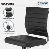 Okeysen Armless Office Desk Chair, Mid Back Ergonomic Swivel Conference Room Chair, Adjustable Height PU Leather Home Desk Chair, Modern Small Rolling Computer Task Chair, Black Okeysen