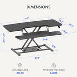 FLEXISPOT Standing Desk Converter 42-inch Spacious Sit to Stand up Dual Monitor and Laptop Riser, Big Size Tabletop Workstation with Large Keyboard Tray, Black FLEXISPOT