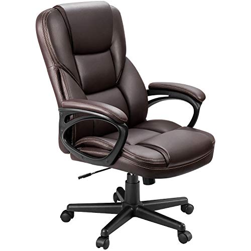 Furmax Office Executive Chair High Back Adjustable Managerial Home Desk Chair, Swivel Computer PU Leather Chair with Lumbar Support (Brown) Furmax