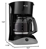 Mr. Coffee Black Coffee Maker, 12 Cups, with Auto Pause and Glass Carafe, Perfect for Home and Office Use Mr. Coffee