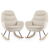 Giantex Rocking Chair Nursery, Upholstered Glider Rocker with Padded Backrest & Seat, Rubber Wood Feet & Sturdy Metal Frame, Modern Accent Chair Comfy Armchair for Living Room, Bedroom & Office (2) Giantex