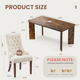 MALOL 5-Piece Rectangular Dining Table Set for 4, 63" Industrial Kitchen Table with 4 Tufted Parsons Dinner Chairs for Dining Room, Kitchen, Living Room, Brown+Beige MALOL