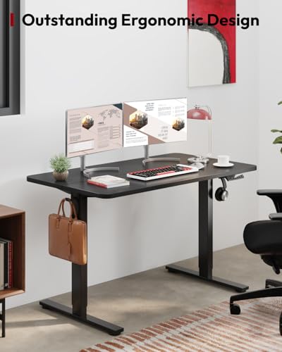 SANODESK Height Adjustable Electric Standing Desk 40x24 Inches, Sit Stand Desk with Splice Board for Home Office, Ergonomic Computer Workstation, Study & Gaming, Black Frame/Black Top SANODESK