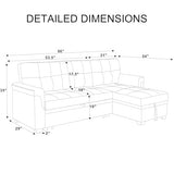 Lyngins L Shaped 3 Seat Sofa Bed with Storage, 86" Sleeper Sofa Couch with Pull Out Chaise Sectional Couch for Apartment, Bedroom, Living Room, Black Lyngins