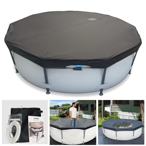SIHAIAN 20 Ft Pool Cover, with Automatic Drain Round Pool Cover, One-Piece Quick Installation and Removal Above Ground Pool Cover, Preventing Waterlogging, UV Protected Solar Swimming Pool Cover SIHAIAN