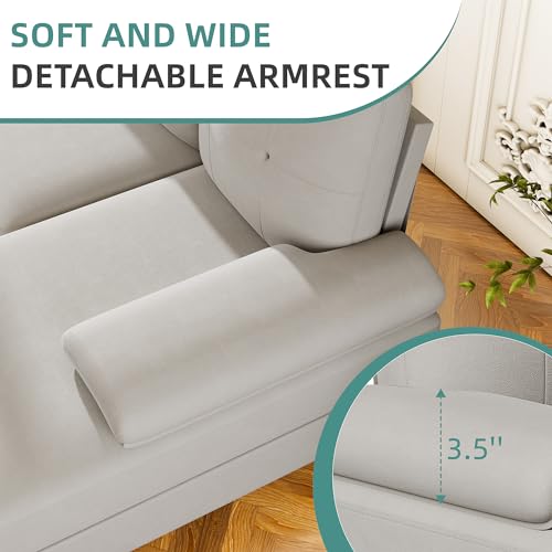 JAMFLY Sectional Sofa Couches for Living Room, 4 Seat U-Shaped Sofa Couch Living Room Furniture Sets Clearance with Double Chaises, Beige JAMFLY