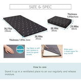 EMOOR 2in Tri-Fold Underlay Mattress for Japanese Futon Mattress Start High Resilience Foam 30D/180N Twin (77x38in) Dark Gray, Tatami Floor Sleeping EMOOR