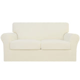 Easy-Going 3 Pieces Stretch Soft Couch Cover for Dogs - Washable Sofa Slipcover for 2 Separate Cushion Couch - Elastic Furniture Protector for Pets, Kids (Loveseat, Ivory) Easy-Going