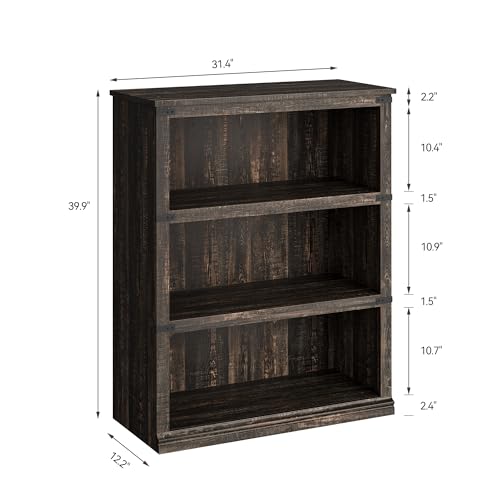 GAOMON 3 Tier Bookcase, Farmhouse Book Shelf with Storage Open Display Bookshelves, 40" Low Book Case Wooden 3 Shelf Bookcase Home Decor Furniture for Home Office, Living Room, Bed Room - Oak GAOMON