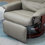 HOMCOM Faux Leather Manual Recliner, Adjustable Swivel Lounge Chair with Footrest, Armrest and Wrapped Wood Base for Living Room, Gray HOMCOM