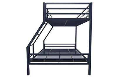 Novogratz Maxwell Twin-Over-Full Metal Bunk Bed with Ladder and Guardrails, Navy Blue