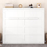 MERITLINE Queen Horizontal Murphy Bed,Wood Space-Saving Folding Farmhouse Murphy Bed Cabinet for Adults,No Box Spring Needed (Queen,White) MERITLINE