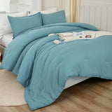 Litanika Grayish Teal Comforter Set Twin/Twin XL Size, 2 Pieces Lightweight Solid Bedding Comforter Set, All Season Fluffy Bed Set (66x90In Comforter & 1 Pillowcase) Litanika